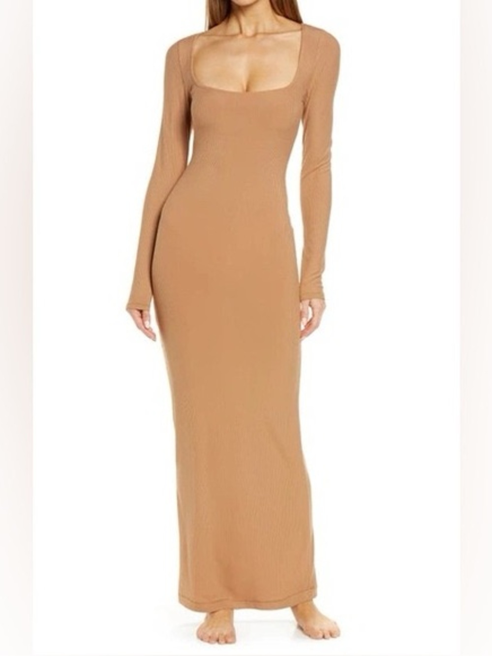 NWOT Skims soft lounge ribbed long sleeves maxi dress